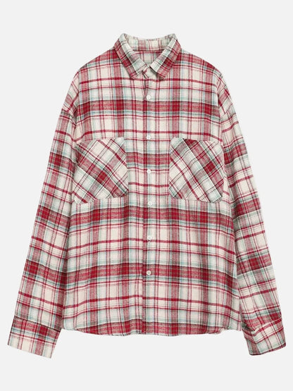 Women Streetwear Cool Color Blocked Grid Chic Cotton Shirt