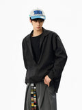 Elevated Lapel Fake Two Piece Long Sleeve Shirt