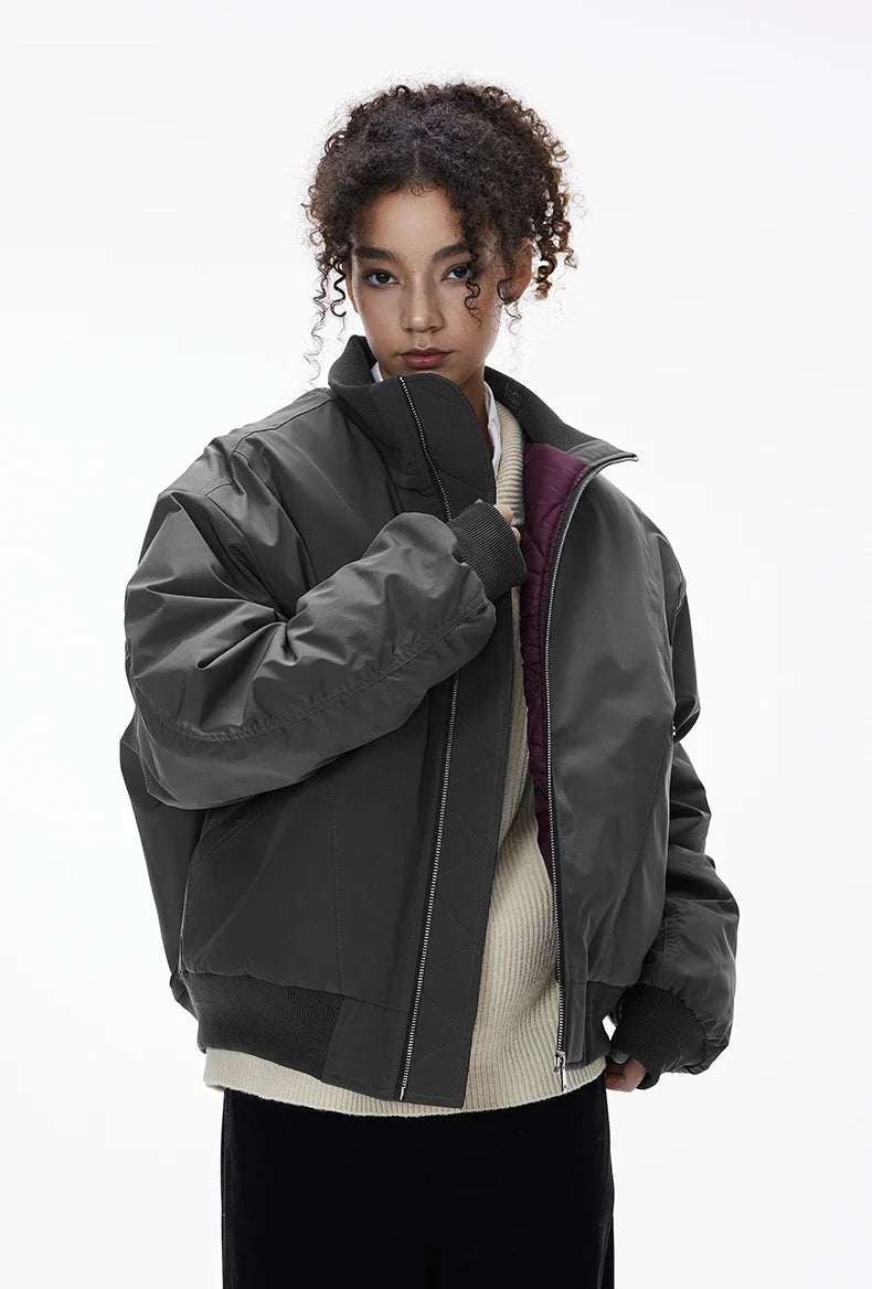 Cleanfit Deconstructed Stand Collar Bomber Jacket
