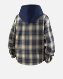 Streetwear Plaid Hooded Long Sleeve Shirt