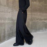 Model wearing the black Flowy High-Waisted Pants
