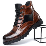 Luxury Crocodile Pattern Leather Boots