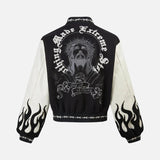Embroidered Woolen Splice Hip Hop Varsity Jacket