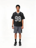 Trendy Striped Letter Print V-Neck Sport T-Shirt