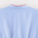 Breathable Striped Love Patch Zipper Shirt