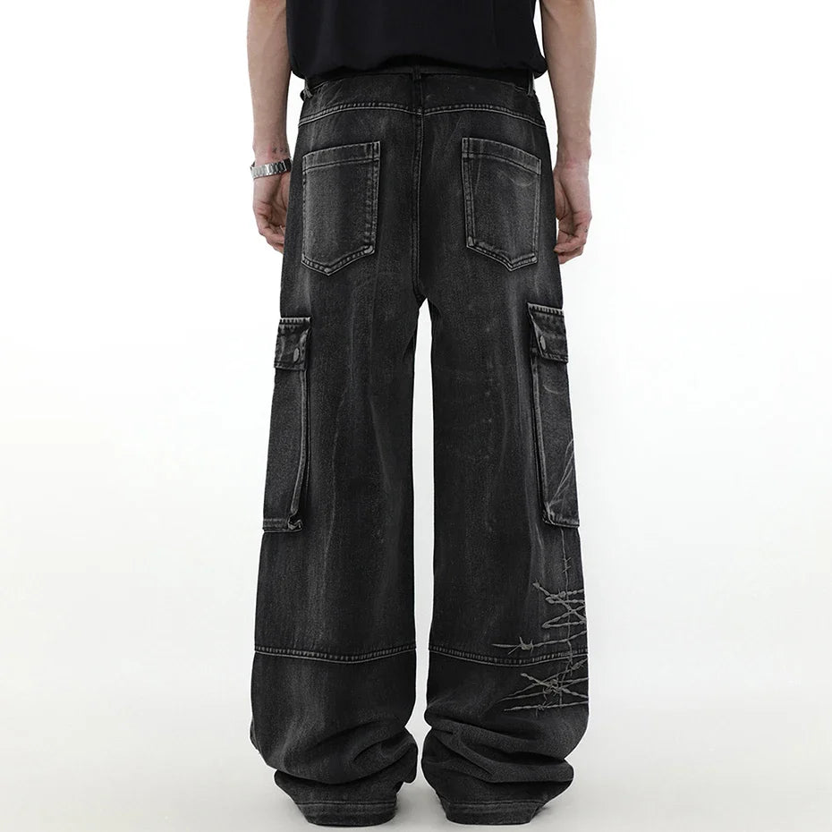Graffiti Patch Cargo Denim Pants