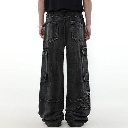 Graffiti Patch Cargo Denim Pants