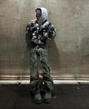 Y2K Vintage Washed Flared Denim Cargo Jeans