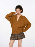 Cozy Yellow Knitted Casual Sweater
