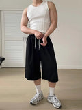 Soft Gray Loose Casual Drawstring Jorts