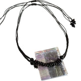 Black Stone Pendant Hand-Woven Rope Necklace