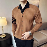 Spring Contrast Striped Classic Cardigan