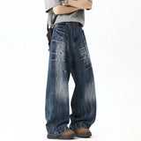 Contrast Color Straight Leg Denim Jeans