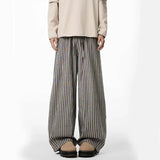 Streetwear Vintage Japanese Style Black Striped Pants