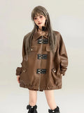 Classic Distressed Brown Faux Leather Jacket