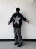 Vintage Star Print Windbreaker Jacket