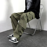 Vintage Cargo Pocket Drawstring Baggy Wide Pants