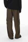 American Solid Color Relaxed Fit Linen Wide Leg Pants