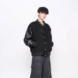 Vintage Patchwork PU Leather Baseball Varsity Jacket
