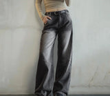 Black Mid-Waist Straight Cut Jeans