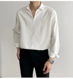 Classic Cool Luxury Korean V-Neck Slim Long Sleeve Shirt
