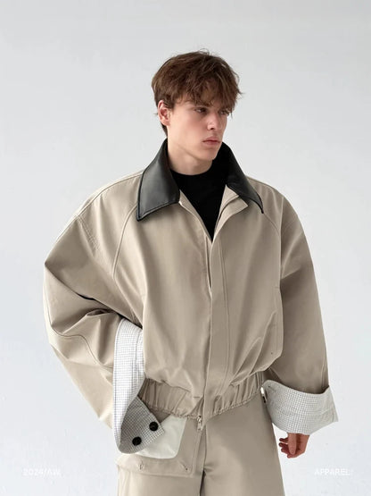 Flattering Chic Pocket Splicing Collar Jacket