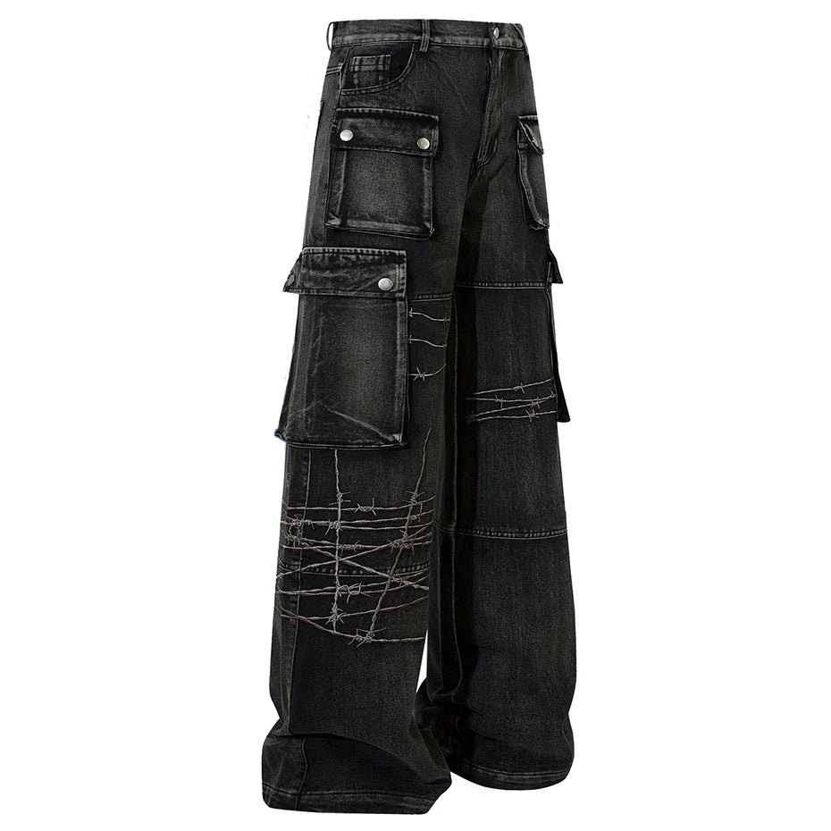 Graffiti Patch Cargo Denim Pants