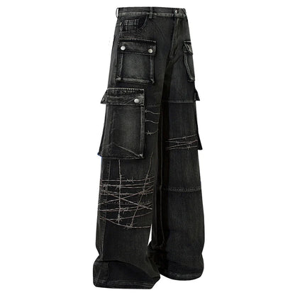 Graffiti Patch Cargo Denim Pants