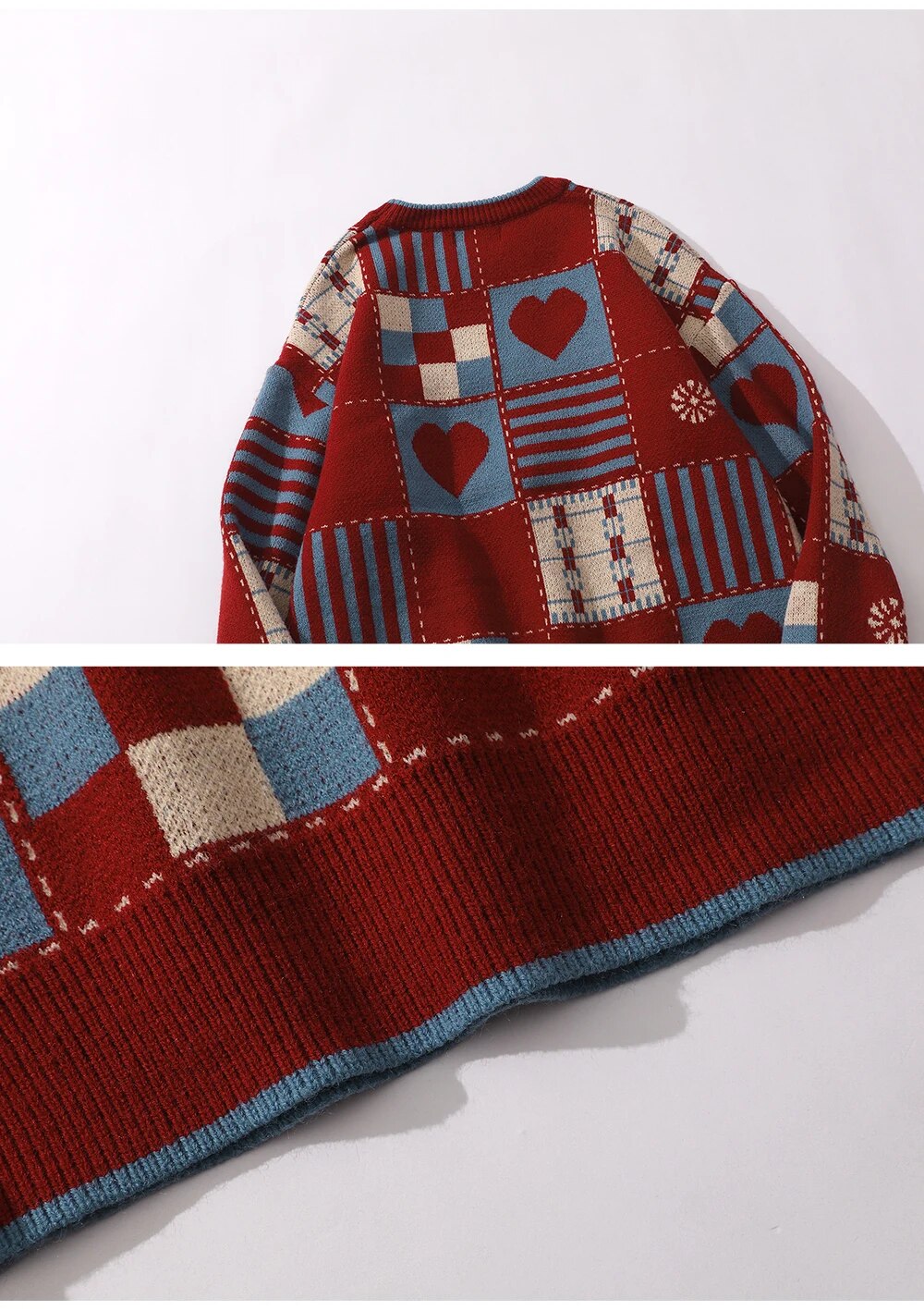Heart Plaid Vintage Sweater