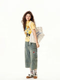 Retro Yellow Printed Slimming Short Sleeve T-Shirt