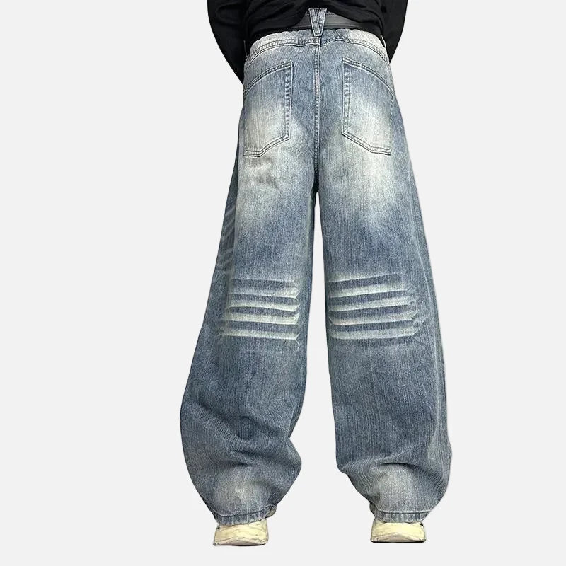 Vintage Moustache Effect Distressed Jeans