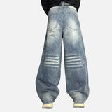 Vintage Moustache Effect Distressed Jeans