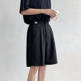 Luxury Elegant Solid Color Straight Casual Short