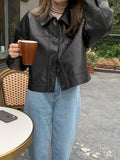 Women Classic Comfort Vintage Faux Fur Biker Leather Jacket