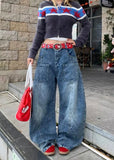 American Style Casual Wide Leg Cargo Jeans