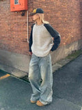 Streetwear High Waist Wide Leg Blue Jeans
