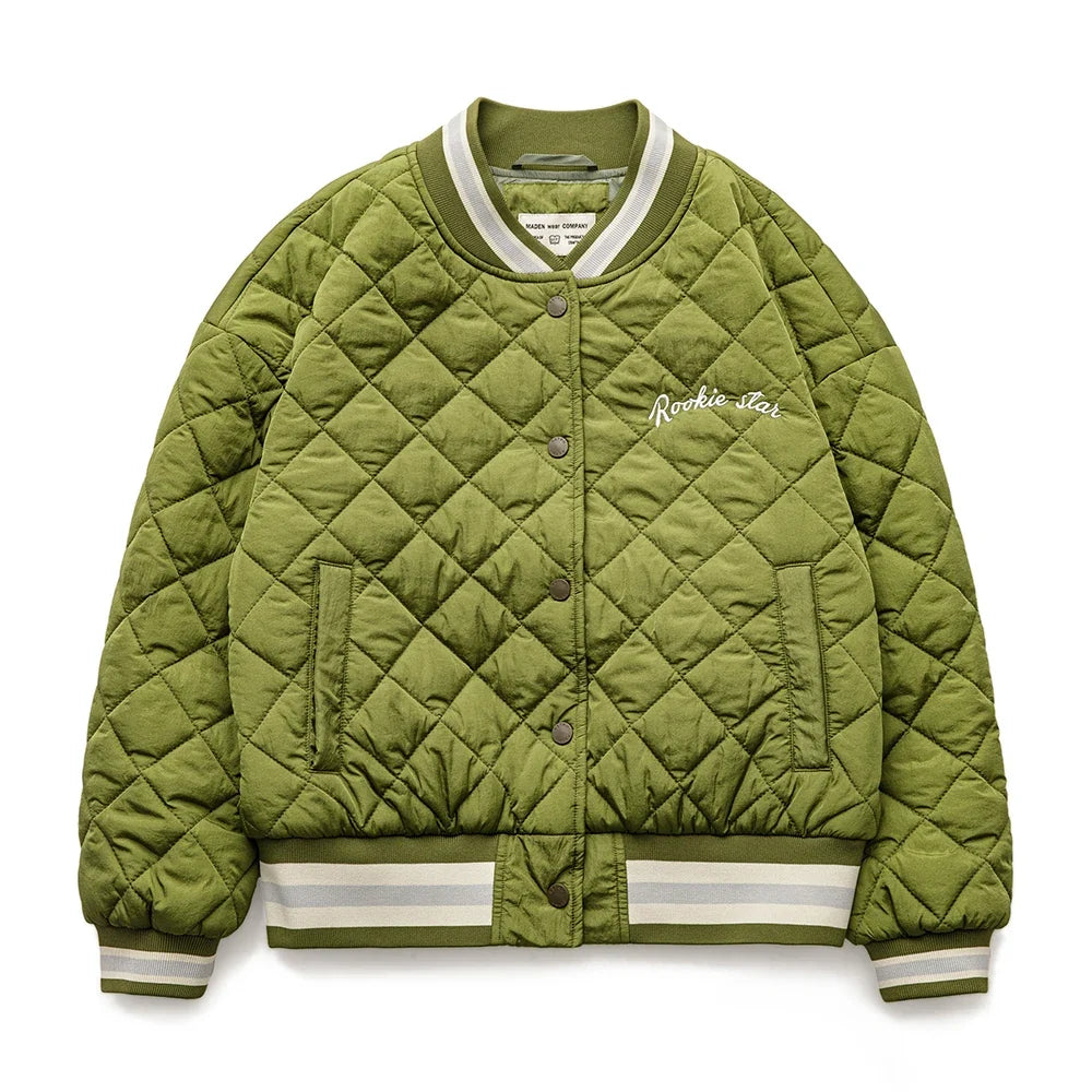 Retro Green Diamond Quilted Padded Jacket