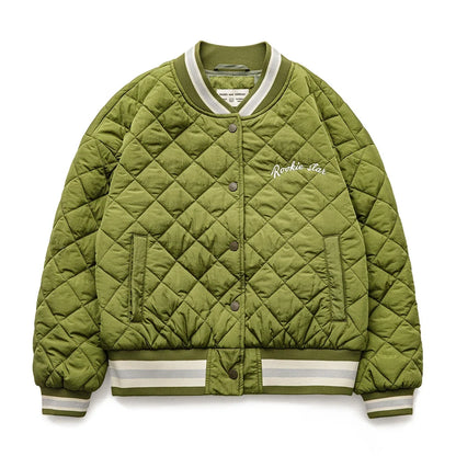 Retro Green Diamond Quilted Padded Jacket