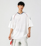 Casual Japanes Style Breathable Mesh V-Neck T-Shirt