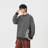 Winter Cool Stripe Knit Crew Neck Sweater