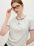 Embroidered Shell Contrast Color Puppy T-Shirt