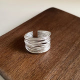 Geometric Twisted Lines Sterling Silver Ring