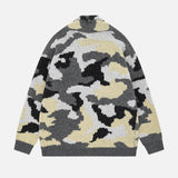 Winter Streetwear Camouflage Knitwear Cardigan