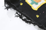 Vintage Floral Knitted Pattern Jorts