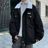 Korean Velvet Fur Collar Padded Parka Jacket