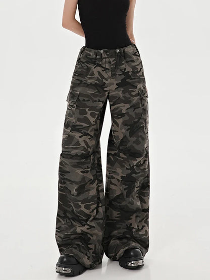 High Waist Camouflage Cargo Pants