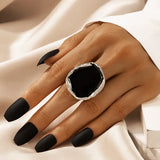 Gothic Large Black Irregular Ring