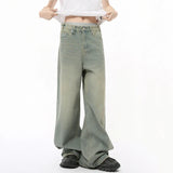 Straight Vintage Green Wide-leg Jeans