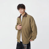 Fashionable Contrast Collar Casual Zip Jacket