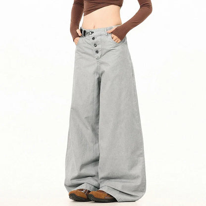Streetwear Hip Hop Solid Color Belted Pants